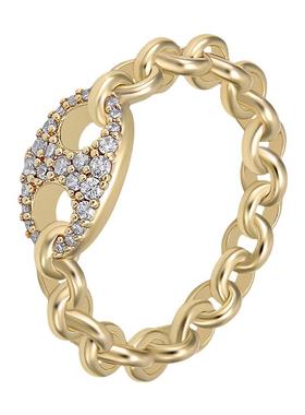 阿玛尼女士金色小猪鼻子锆石戒指