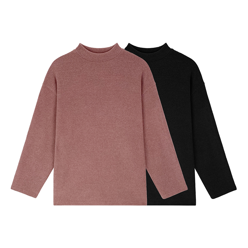 南北贝'针织t'极简设计纯色叠穿圆领短袖上衣+好看显瘦长袖两件套