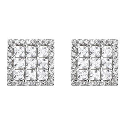 GRGRS925纯银正方块满钻耳钉