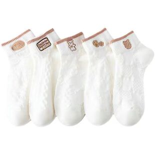 袜子女网红爆款潮百搭可爱云朵熊小白袜夏秋薄款低帮浅口短筒船袜