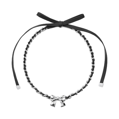 芭蕾风皮带蝴蝶结穿皮项链choker