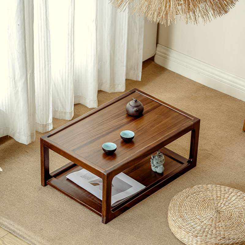 胡桃木飘窗炕桌实木家用榻榻米小桌子客厅卧室矮桌沙发隔断泡茶桌