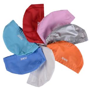 ZOKE洲克PU皮针织防水护耳时尚素色长发游泳纯色泳帽男女通用包邮