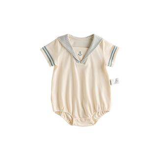 【新品】Oak Family夏季海军领短袖包屁衣婴儿衣服宝宝爬服哈衣