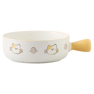 手柄碗陶瓷泡面碗家用带把碗日式可爱烤箱专用碗吃饭碗特别好看的