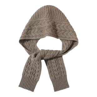 重磅多功能100%纯山羊绒帽子围巾一体新款护耳帽加厚护颈连帽围脖