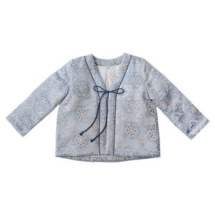 满呐2025秋冬新品中式汉服A类桑蚕丝提花对襟棉袄外套男童女童