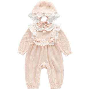 小公主婴儿秋装衣服女宝宝连体衣春秋季满月新生儿哈衣百天拍照服