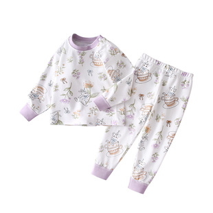 女宝秋衣套装婴幼儿分体内衣纯棉宝宝秋裤男童家居服儿童长袖睡衣