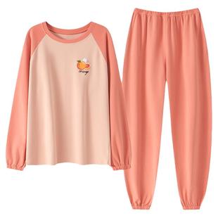 自带胸垫一体睡衣女款春秋季长袖人造棉韩版冬大码宽松家居服套装