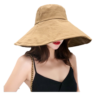 超大帽檐渔夫帽女夏天遮阳帽百搭遮全脸防晒帽防紫外线太阳凉帽子