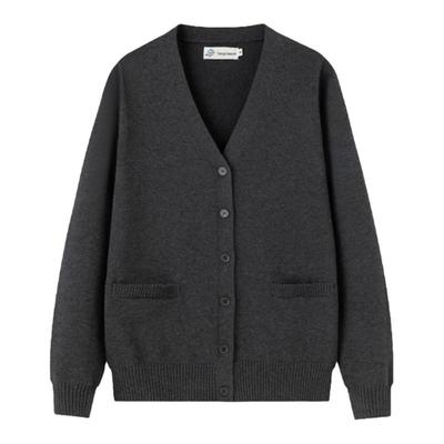 灰色毛衣甜美学院风宽松针织开衫