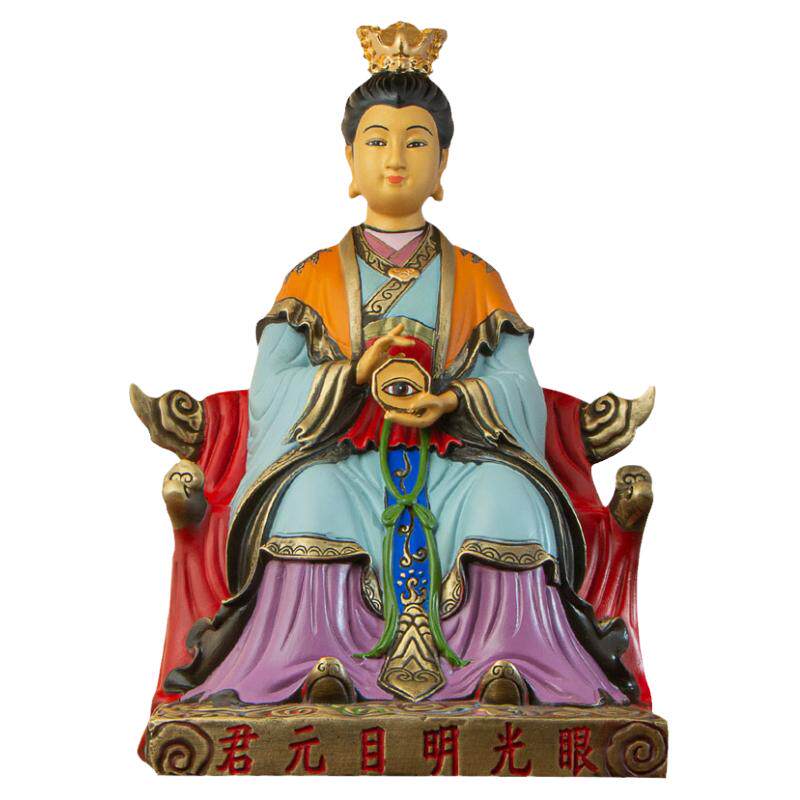 善缘堂黄铜明目元君手工彩绘摆件