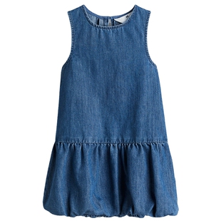 HM童装儿童女童裙子春季圆领叠穿牛仔灯笼半身裙1300687