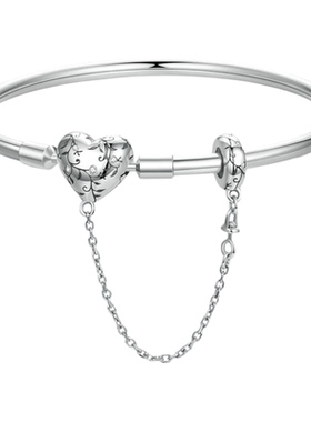 锦河畔复古爱心银手镯