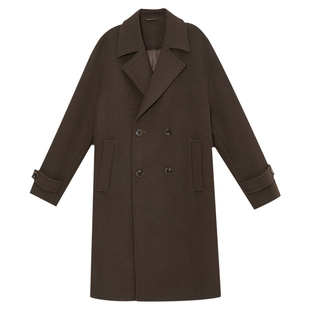 w2x冬季加厚款羊毛呢大衣男中长款高级感痞帅妮子风衣设计感外套