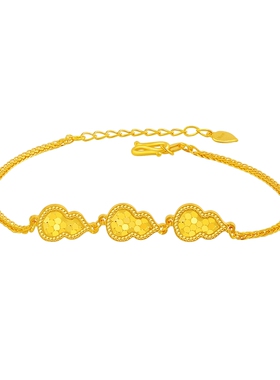 老庙足金999鳞甲金葫芦手链