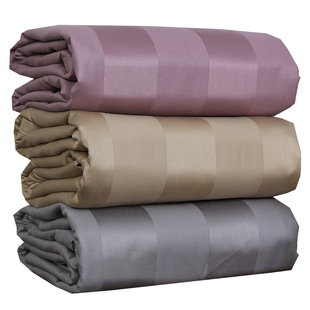 外贸牛货1400根加厚纯棉贡缎被套埃及棉高支纯色缎条双人床单套件