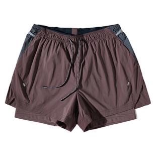 蓝岐拼接速干抗菌运动训练短裤女夏季跑步凉感内衬假两件三分裤子