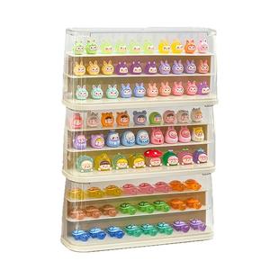 阶梯式萌粒展示盒亚克力盲盒收纳迷你公仔摆件手办展示柜透明防尘