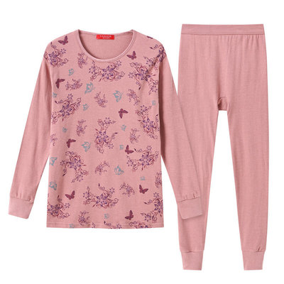 100%纯棉中老年秋衣秋裤妈妈内衣