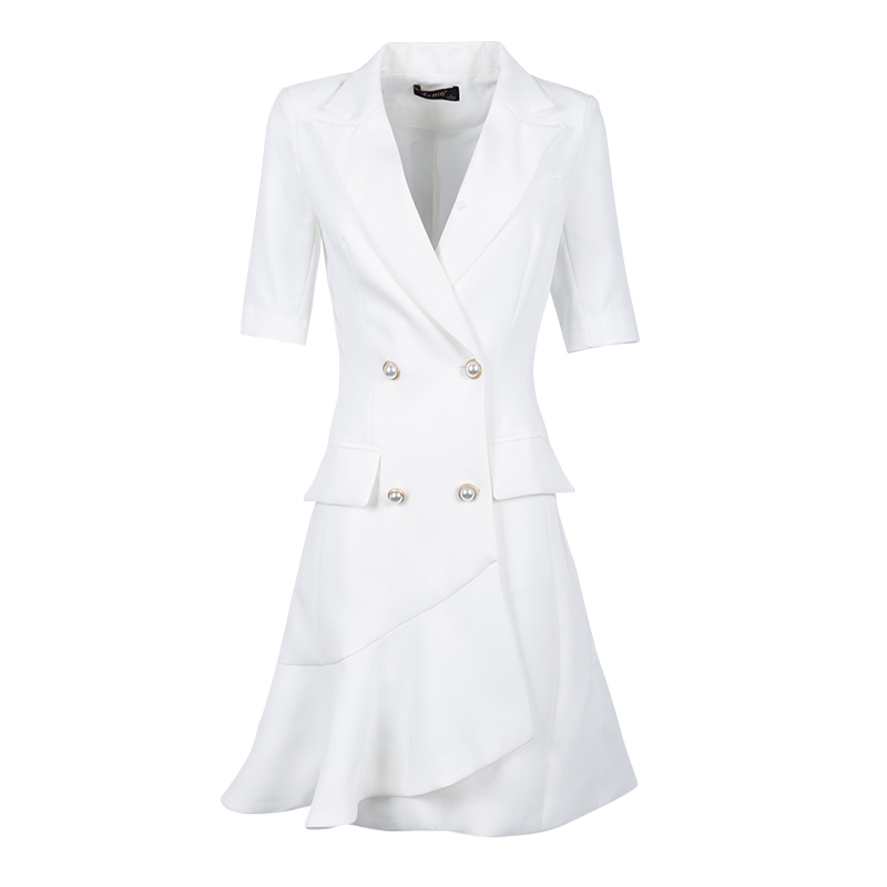 西装裙百褶裙2025年新款夏装女装气质小裙子职业法式温柔风连衣裙