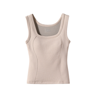 石墨烯羽绒发热保暖背心带胸垫一体加绒内衣2025新款冬季女士内搭