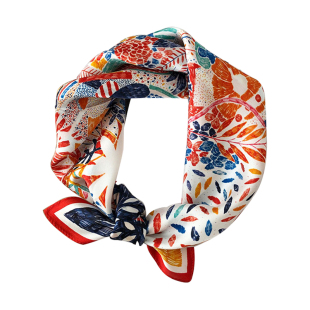 杭州丝绸女春秋季百搭七彩色围巾小领巾真丝桑蚕丝丝巾53cm小方巾