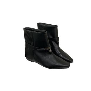 内增高短靴女2025新款秋季单靴尖头切尔西靴绒面瘦瘦靴牛仔西部靴