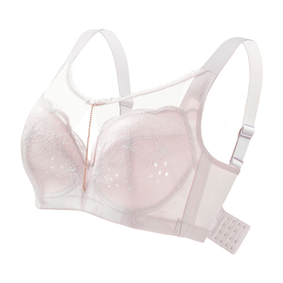 大胸显小胸内衣全罩杯薄款蕾丝女士胸罩加大码胖mm女收副乳文胸EF