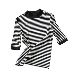 SINGLE MOMENT 25SS天丝针织半高领运动休闲显瘦修身打底衫短袖女