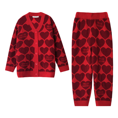 贝妍新婚情侣半边绒长袖睡衣套装