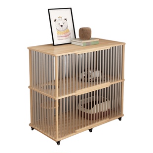 艺琪 不锈钢实木猫笼子耐抓咬家用室内猫别墅超大自由空间猫屋房