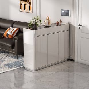 鞋柜家用门口收纳柜一体靠墙双面烤漆新款2025爆款客厅隔断柜高级