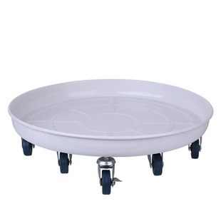 加厚金属花盆托盘滚轮底座万向轮圆形大型盆栽接水带轮移动花盆架