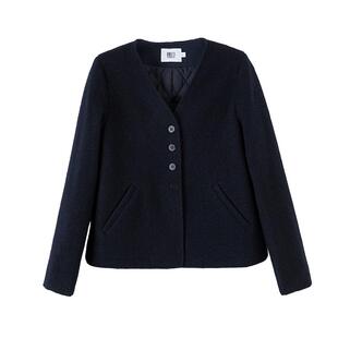 晚白【断码清仓】2025冬绵V领上衣气质百搭夹棉加厚毛料外套女