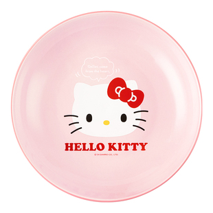 HelloKitty卡通陶瓷盘子圆形菜盘家用 8英寸深盘可爱餐具碗盘碟子