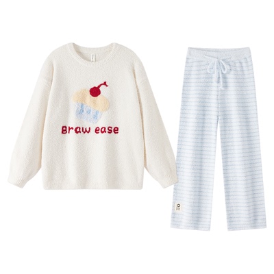 BE半边绒女加厚睡衣冬新品樱桃