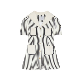 REVAN芮范陈妍希明星同款质感条纹连衣裙RN31101194