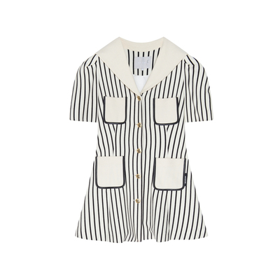 REVAN芮范陈妍希明星同款质感条纹连衣裙RN31101194