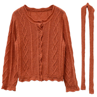 一三良品小个子 温温柔柔的马海毛针织衫软糯镂空针织开衫毛衣秋