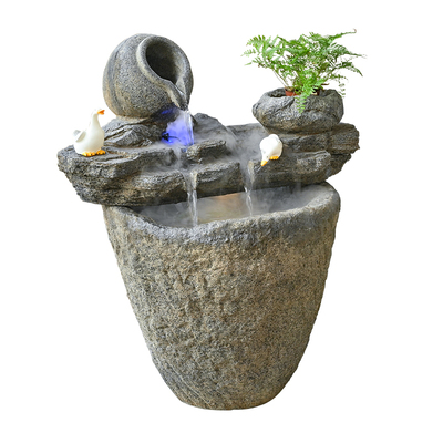 古法鱼池户外庭院田园假山流水摆件循环水客厅阳台风水轮招财景观