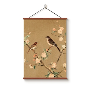 宋代美学玄关壁画新中式卧室挂画客厅沙发背景墙装饰画茶室花鸟画