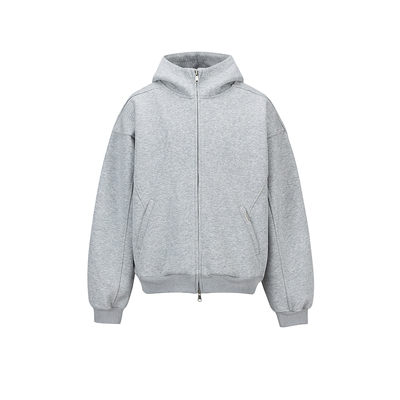 boxy通勤连帽双拉链卫衣