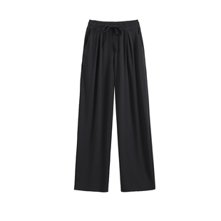 铜氨丝阔腿裤子女夏季薄款高腰垂坠感直筒拖地裤防晒灰色冰丝裤潮