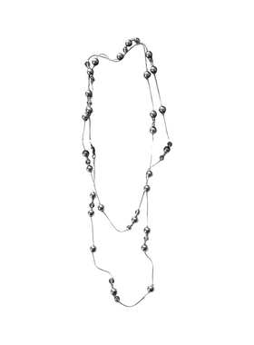 高级感灰色仿玻璃珠项链双层叠戴