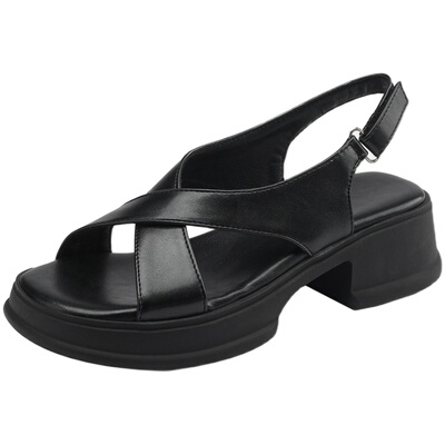 Dale~法式邂逅！交叉带厚底凉鞋