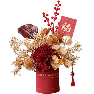 栀美家 乔迁新居发财果福桶 新房开业结婚装饰品客厅布置插花摆件