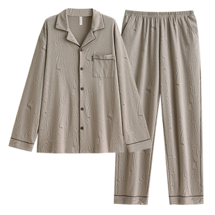 睡衣男春秋款2026新款纯棉长袖男款秋季加肥加大码秋冬薄款家居服