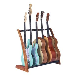 实木吉他排架多头展架 电吉他展示陈列架子放3-5把吉他支架放置架